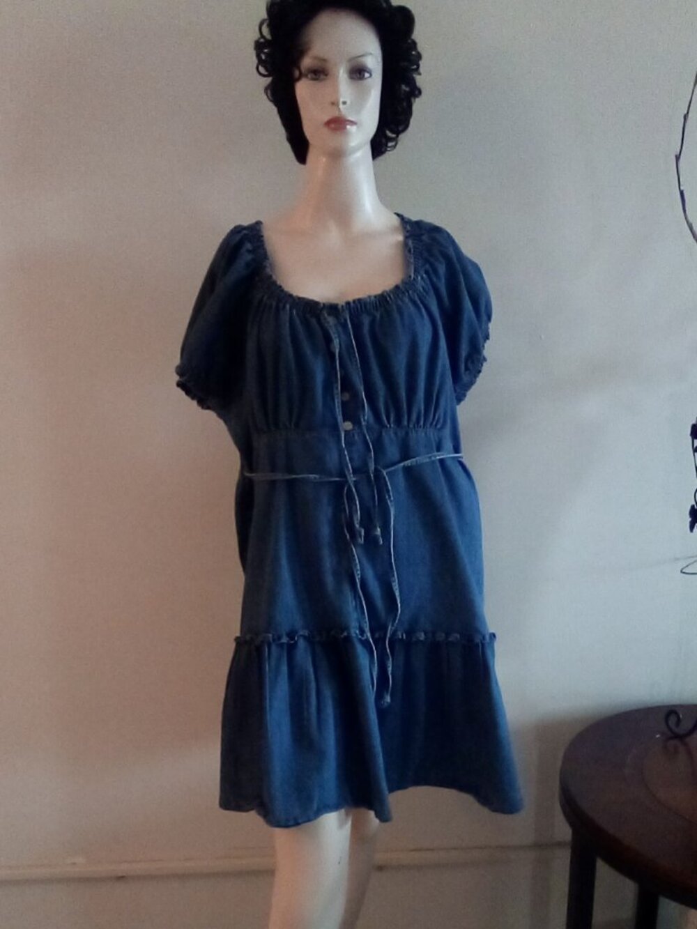 Celebrity Pink Denim Dress Bust 46" ( Doubled)  Length 30 1/2"
